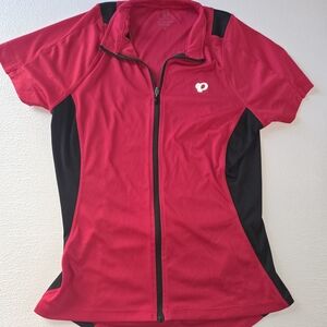Pearl Izumi Red & Black Zip Front Cycling Jersey.